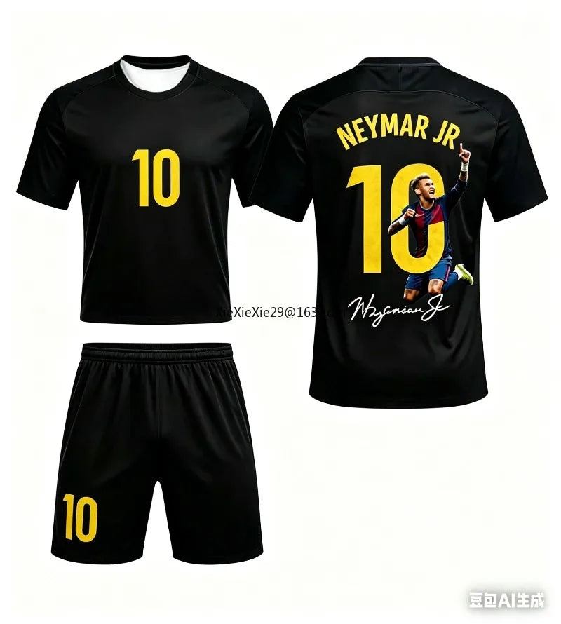 26 AI Neymar #10 Commemorative Edition Jersey T-shirt Shorts Set for Men, Children, Adults, Parent-child Wear, Soccer Sportswear