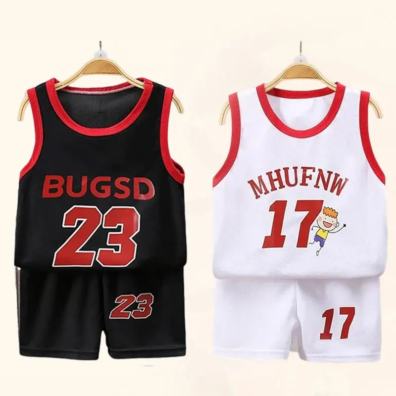 Kids' Summer Sports Set – Sleeveless Tank Top & Quick-Dry Shorts, Basketball Style