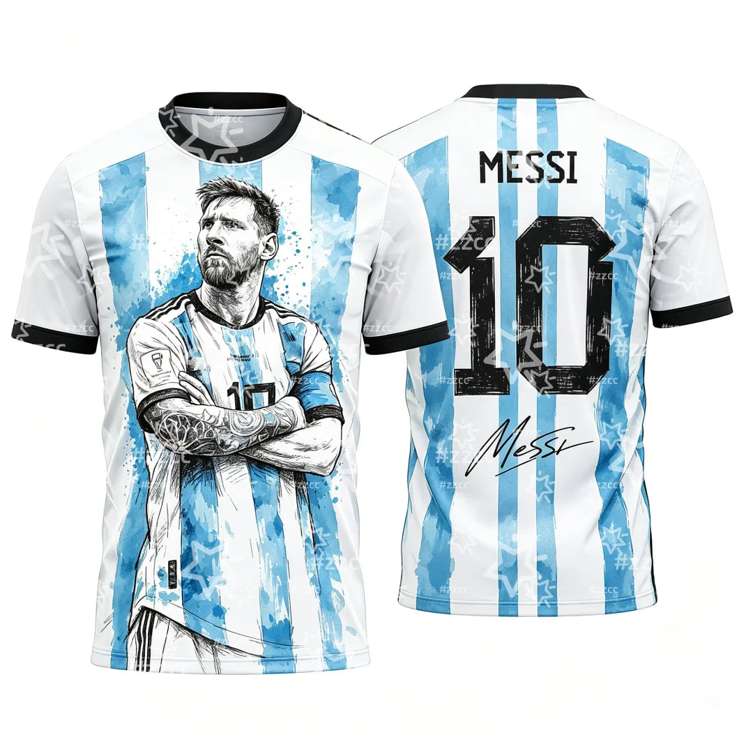 Messi No.10 football jersey training Kit West Coast style T-shirt Summer Sports Men's T-Shirt Kid's Clothing cycling jersey ﻿