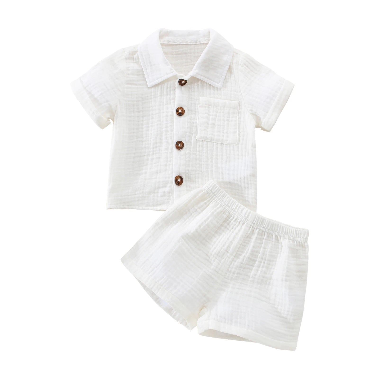Toddler Baby 2-Piece Summer Set – Button Down Lapel Shirt & Shorts (0–3Y)