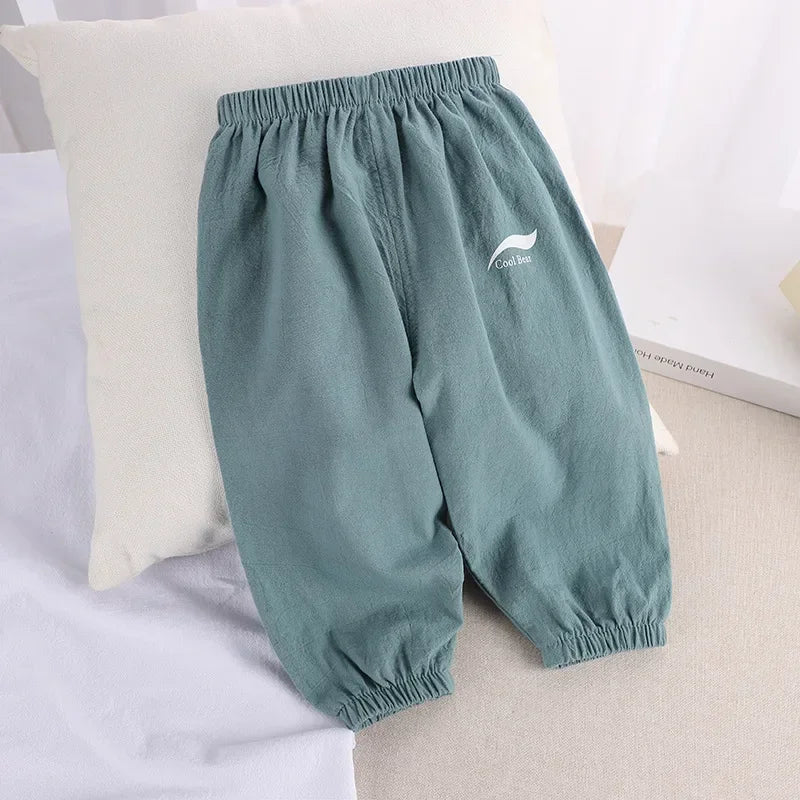 2024 New Children's Pants Summer Baby Boys and Girls Trousers Cotton and Linen Pants