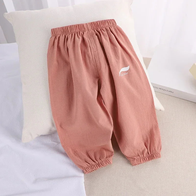 2024 New Children's Pants Summer Baby Boys and Girls Trousers Cotton and Linen Pants