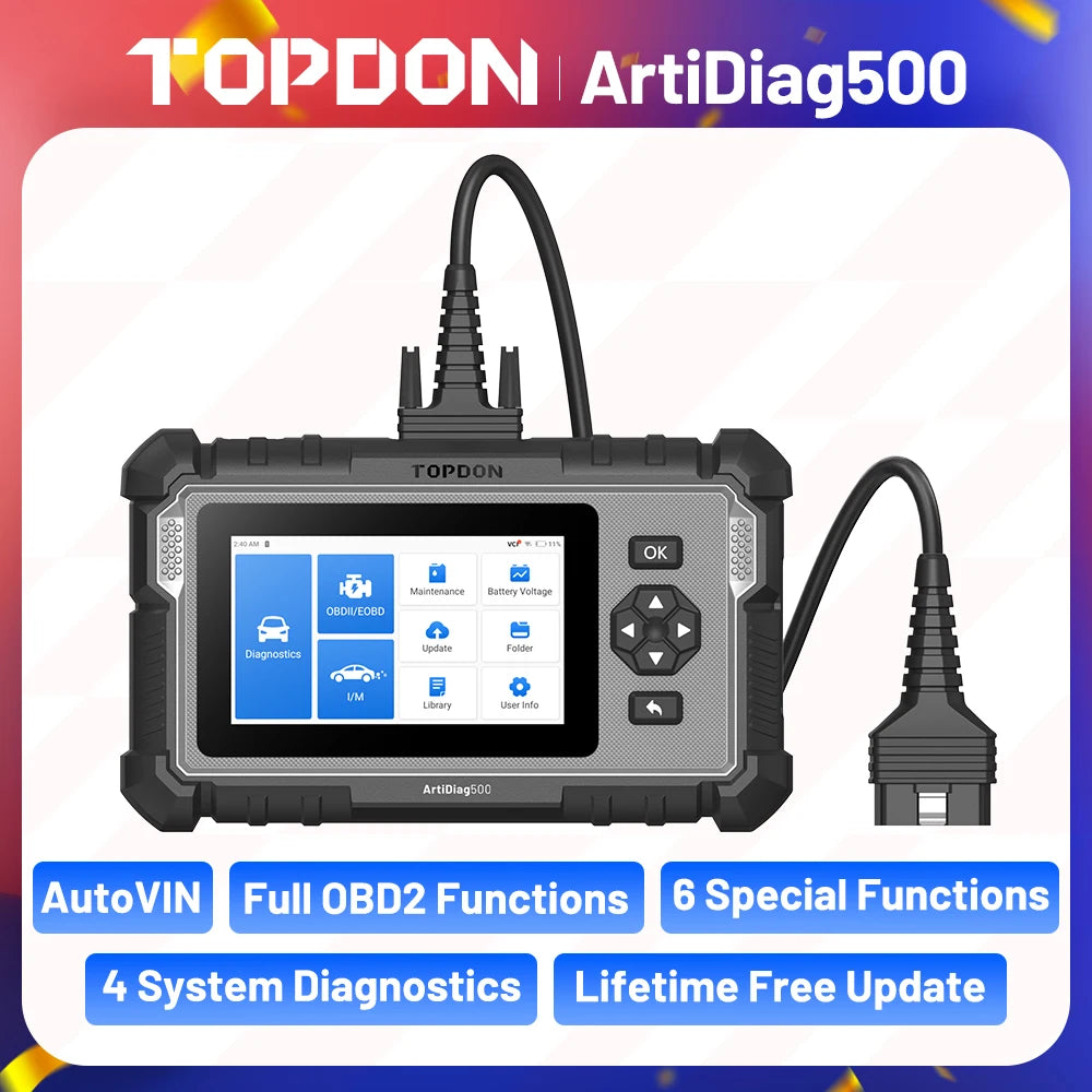 Topdon ArtiDiag500 | Full OBD2 Diagnostic Scanner - Engine, ABS, SRS & Transmission