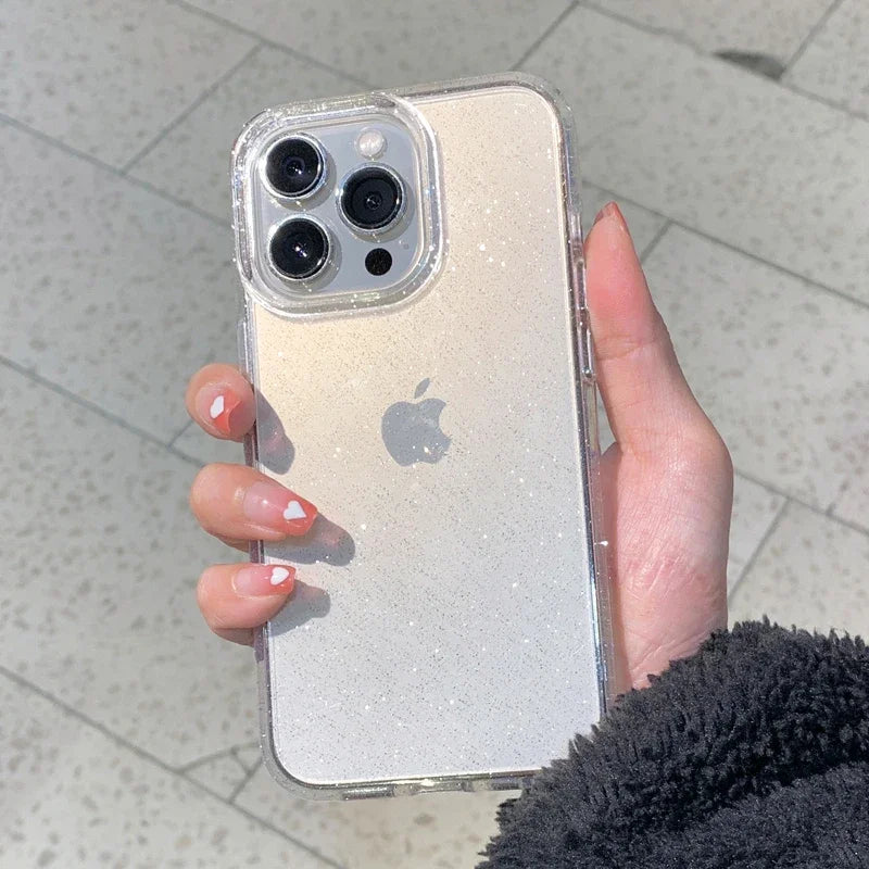 Luxury Glitter Bumper Bling Clear Case for IPhone 15 14 13 12 11 Pro Max Mini X XS Max XR 7 8 Plus 16 Pro Silicone Acrylic Cover
