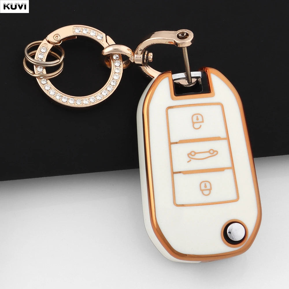 New TPU Car Key Case Cover For Peugeot 208 308 408 508 2008 3008 4008 5008 For Citroen C3 C4 CACTUS C6 C8 Protected Shell Fob
