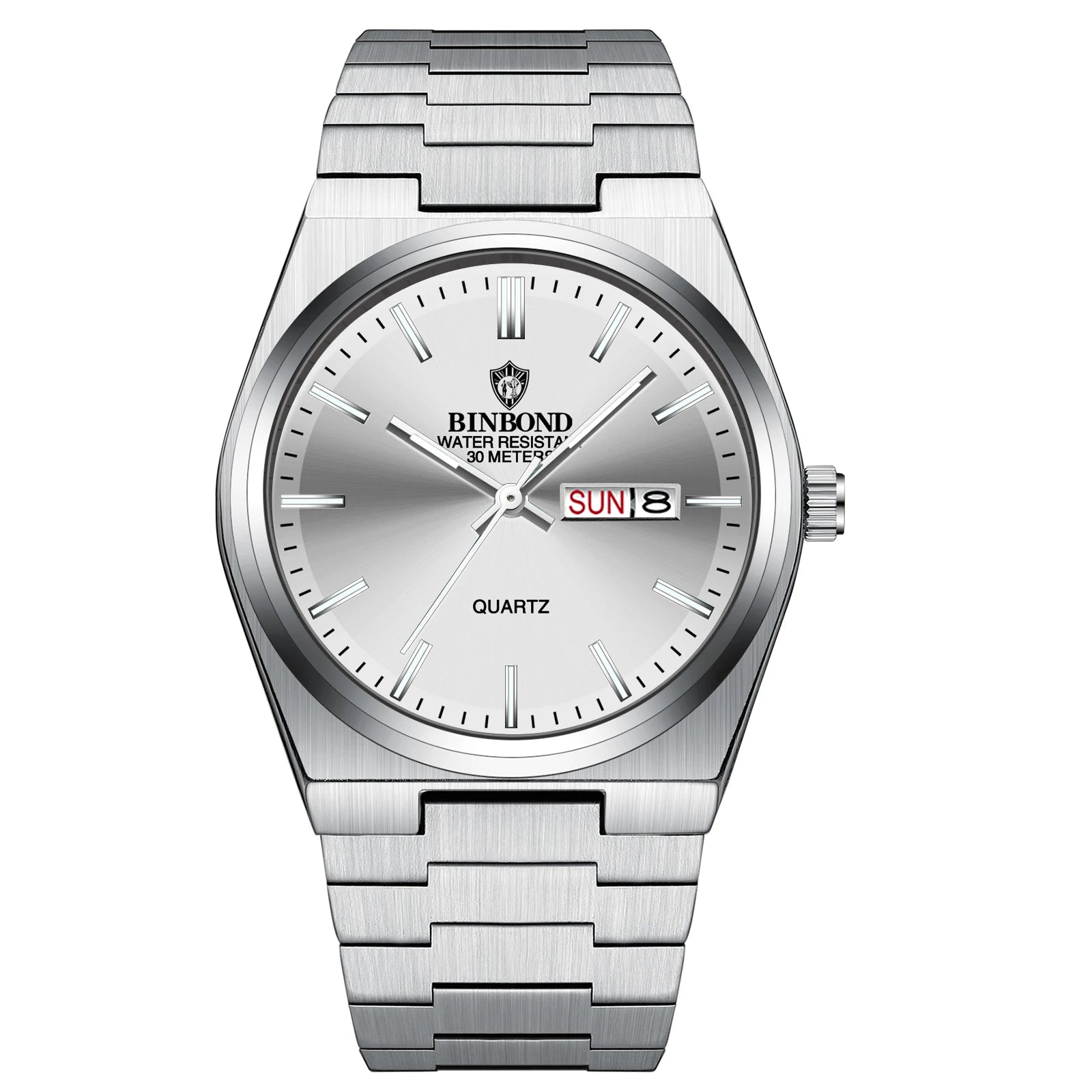 BINBOND Fashion B102 Men Business Watch Leisure Quartz Stainless Steel Buckle Watches Waterproof Luminous Calendar Men's Watches