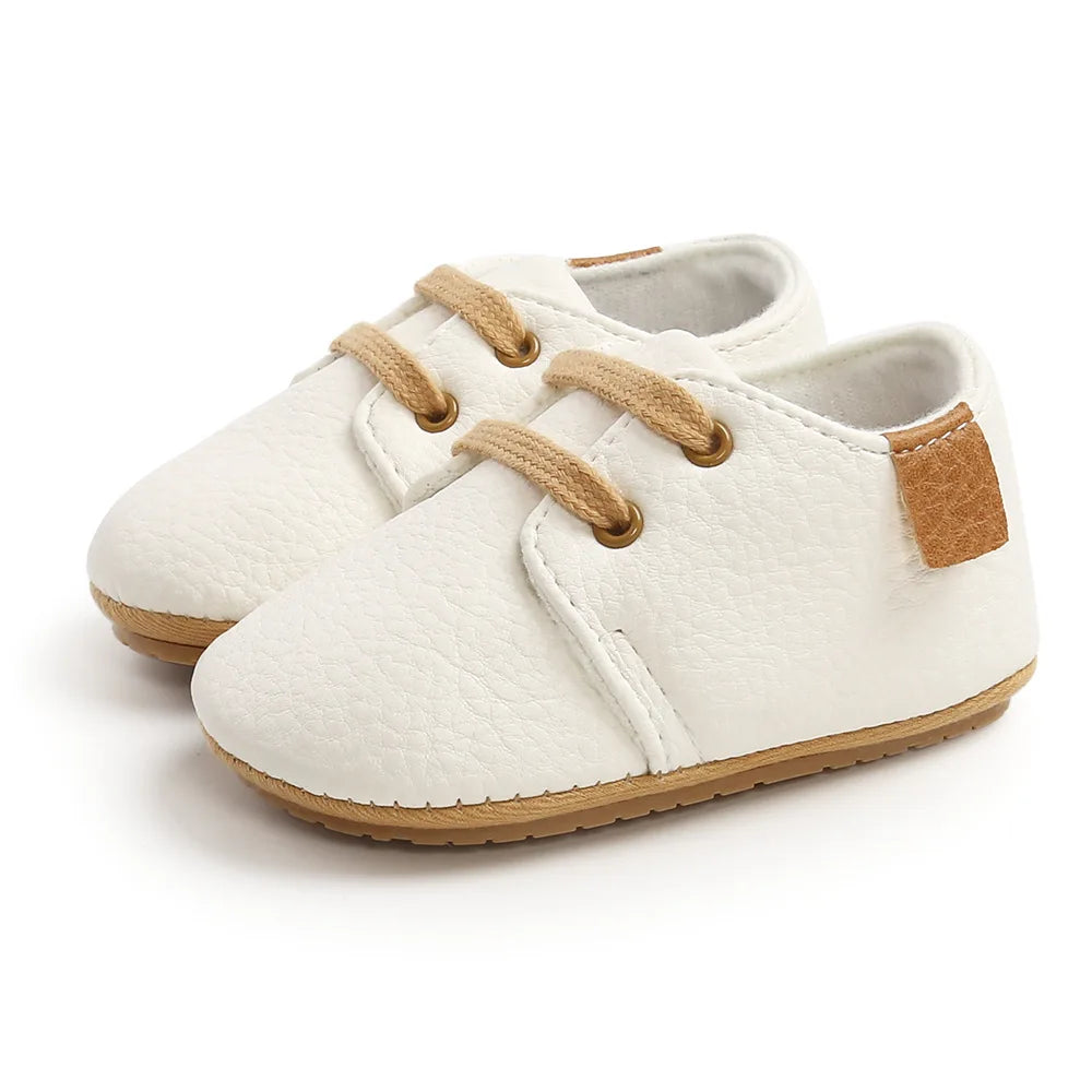 Baby Sports Shoes – Retro PU Leather Anti-Slip Moccasins (0–24M)