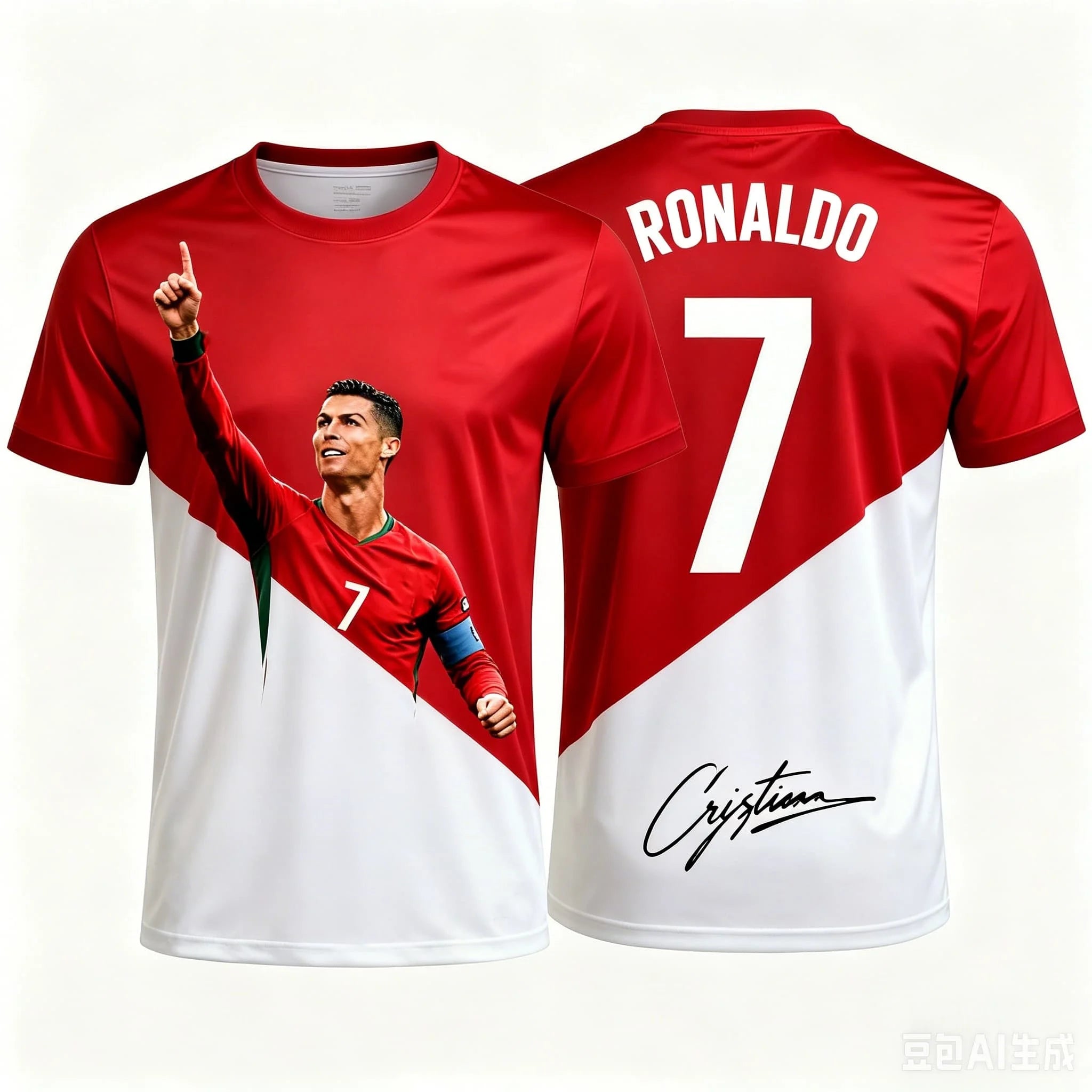 2026 New Cristiano Ronaldo Portugal Team Full-Color Print T-Shirt, Signature Style, Unisex Fan Sports Casual Short-Sleeve
