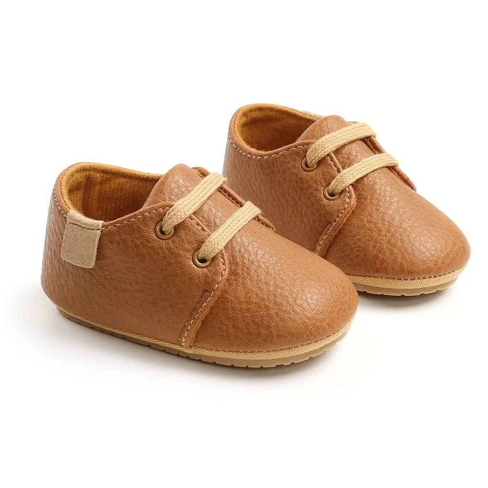 Baby Sports Shoes – Retro PU Leather Anti-Slip Moccasins (0–24M)