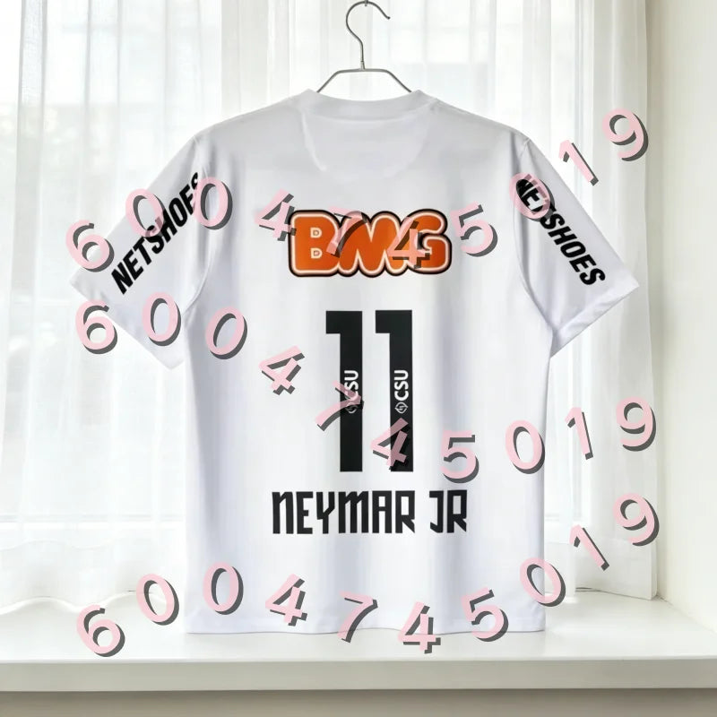 Santos FC Neymar Jr #11 Retro Soccer Jersey Family Matching Outfits White Football Shirt Quick Dry Sportswear for Adults & Kids