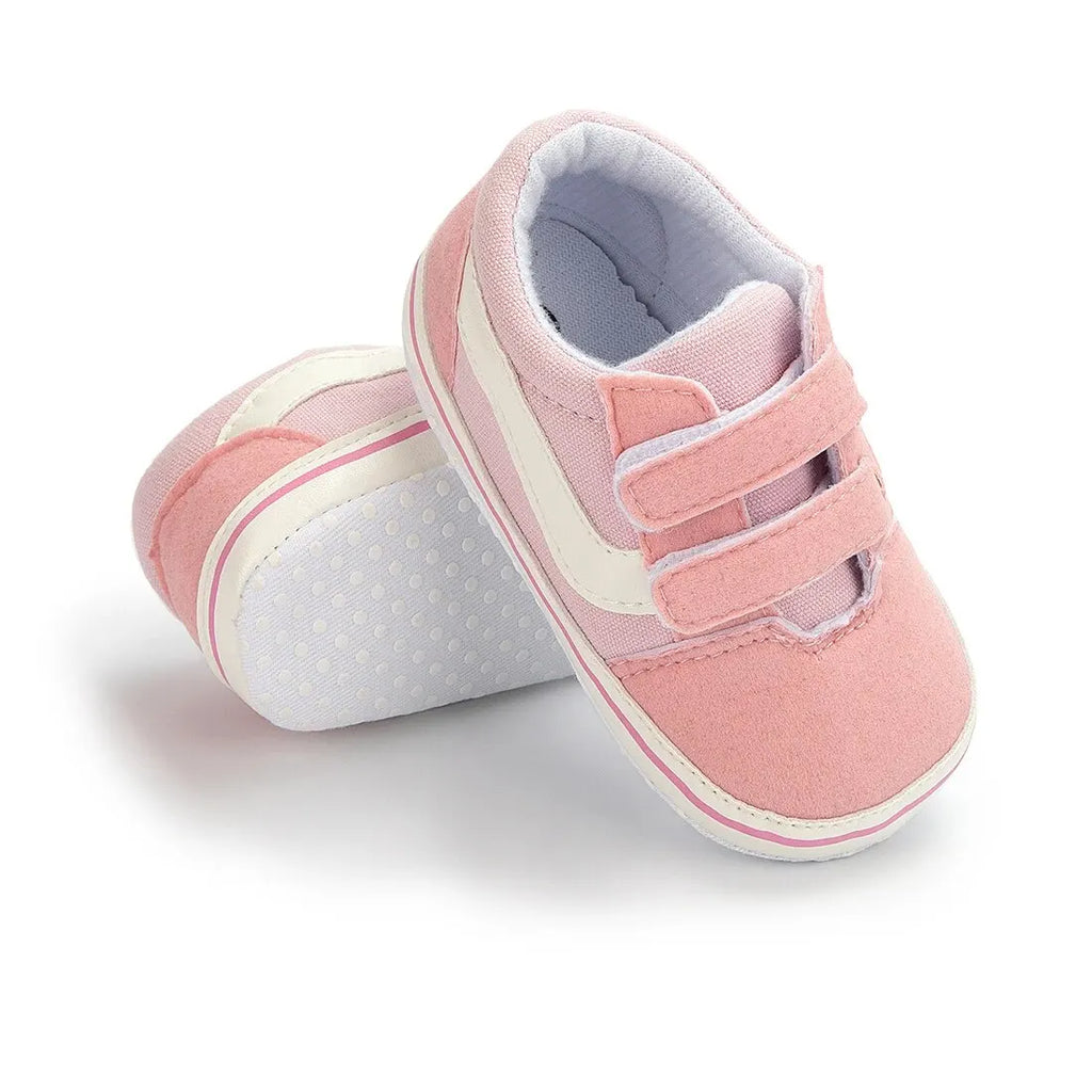 Baby Canvas Sneakers – Classic Stripe Anti-Slip First Walkers, Unisex (0–18M)
