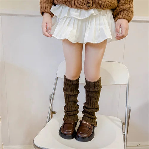 Girls' Knitted Leg Warmers – Soft Long Socks for Kids Ages 3–12