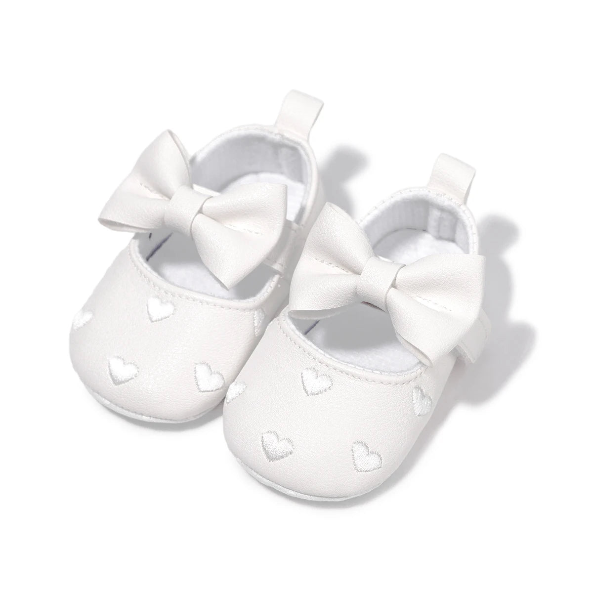 Meckior Baby Shoes Classic Dress Cute Bow-knot Heart Anti-slip Soft Sole First Walkers Infant Baby Girls Toddler Shoes 0-18m