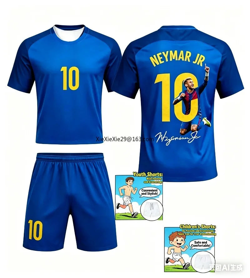 26 AI Neymar #10 Commemorative Edition Jersey T-shirt Shorts Set for Men, Children, Adults, Parent-child Wear, Soccer Sportswear