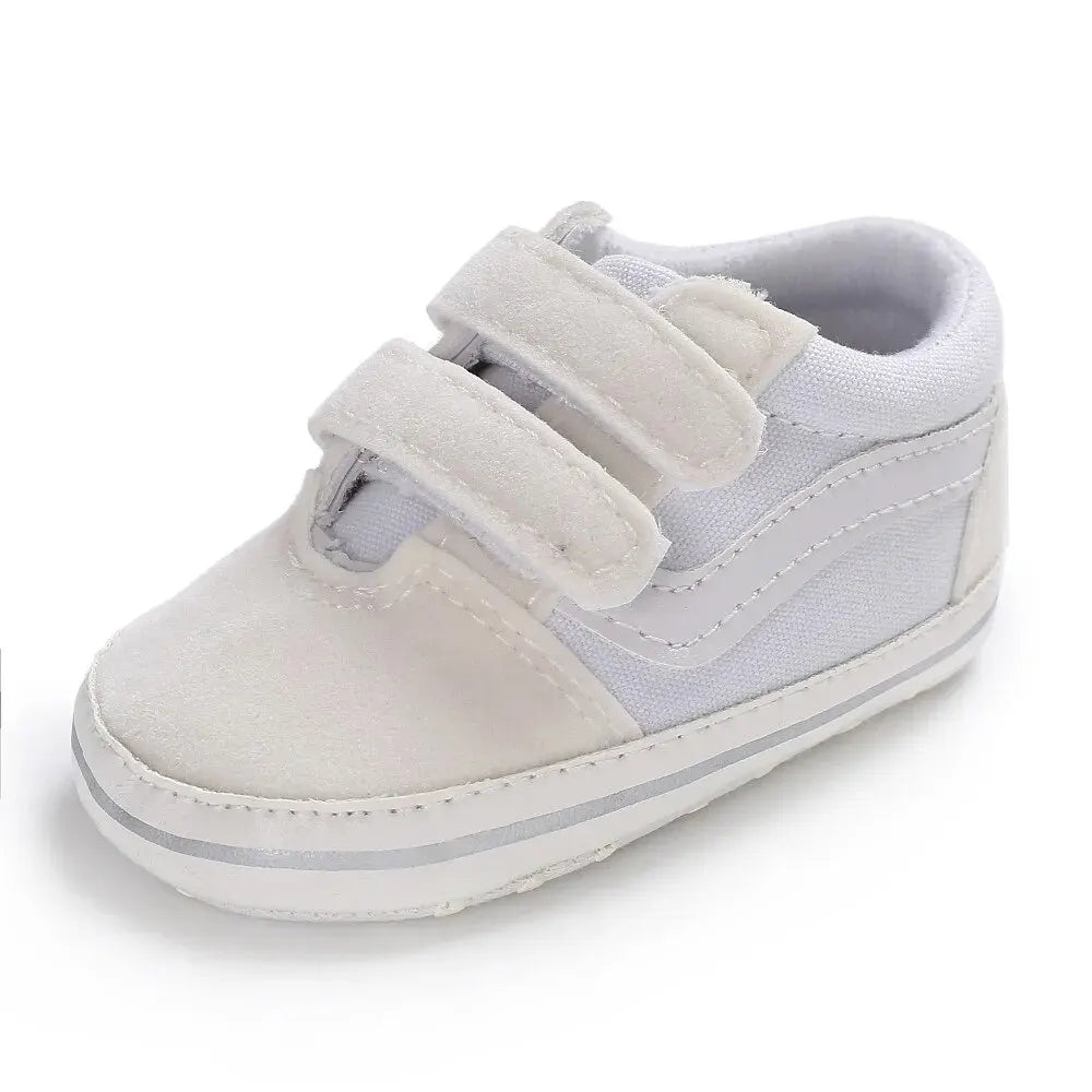 Baby Canvas Sneakers – Classic Stripe Anti-Slip First Walkers, Unisex (0–18M)