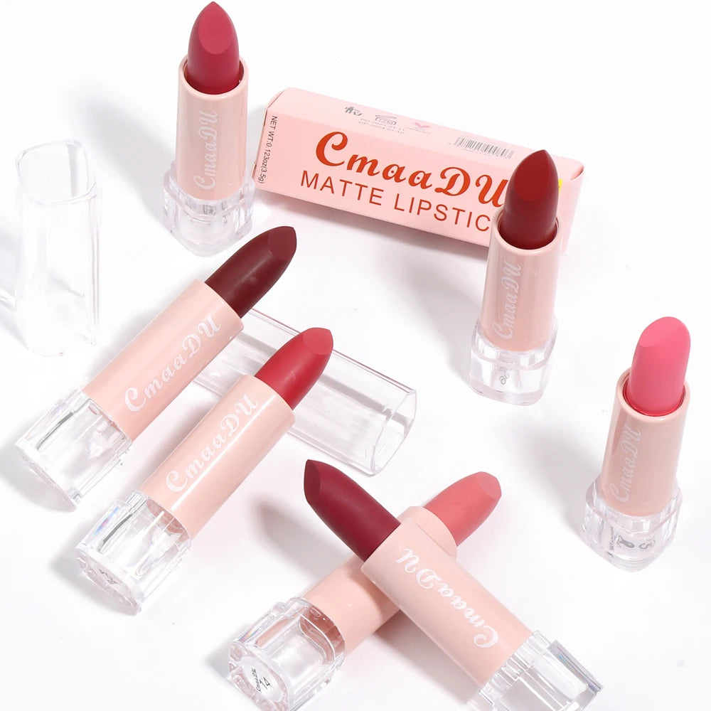 1 Pcs Velvet Matte Lipstick Long-Lasting Non-Stick Cup Waterproof Moisturizing Lip Gloss Fashion Classic Shades For Daily & Date