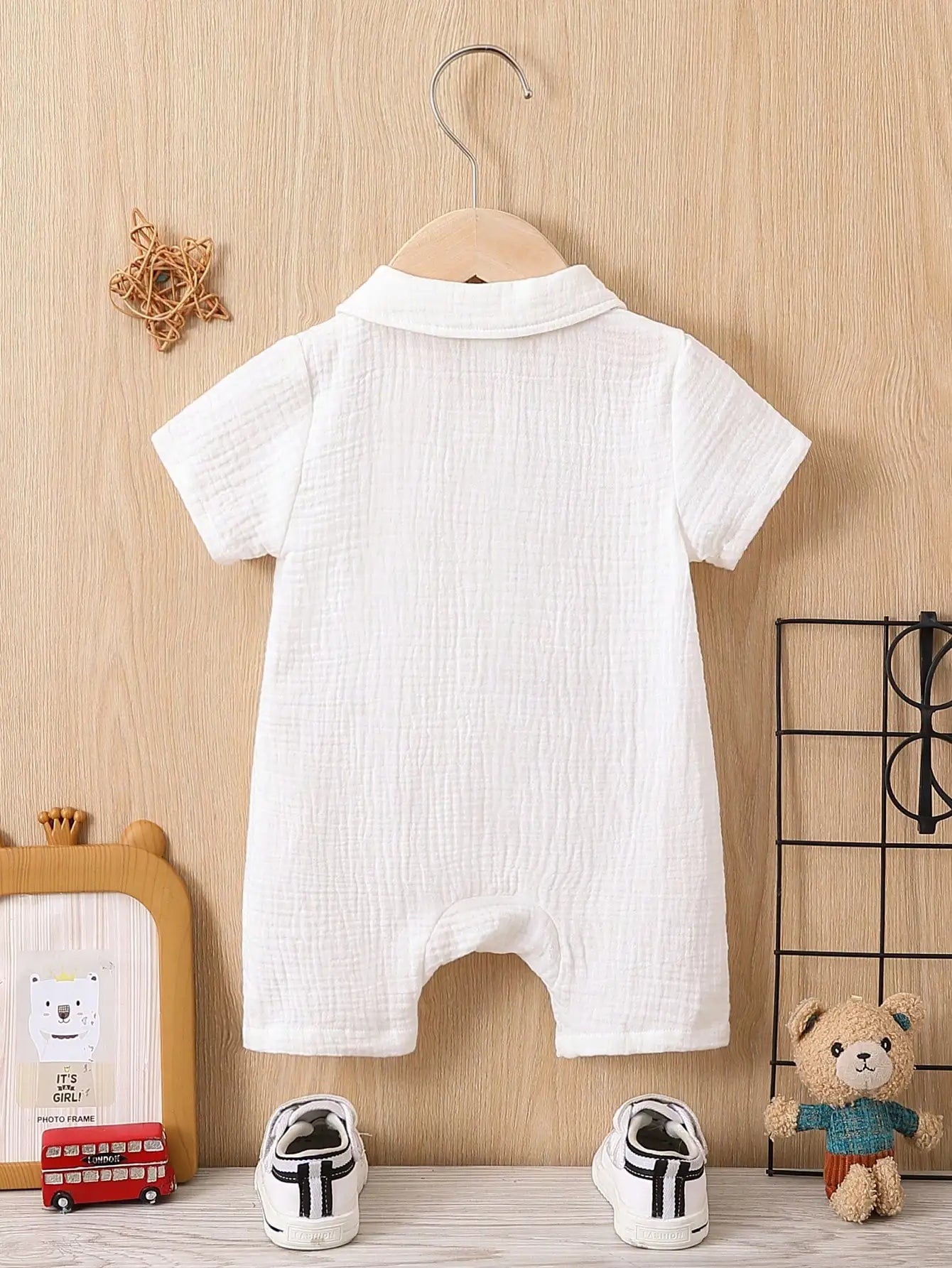 Baby Solid Cotton Short Sleeve Romper – Unisex Summer Jumpsuit (1–3Y)