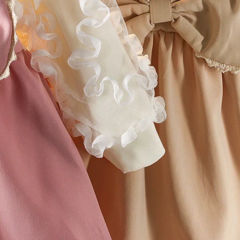 Baby Girl Winter Princess Dress – Lace Bow Puff Sleeve A-Line (0–2Y)
