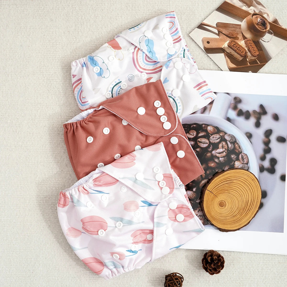 Reusable Pocket Diapers 3-Pack – Washable Adjustable Baby Nappy Cover (3–15 kg)