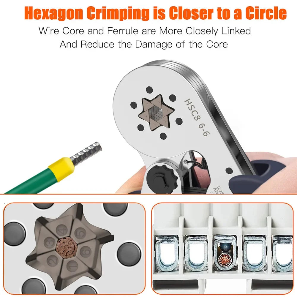 Crimping Tools Mini Electrical Pliers HSC8 6-4/6-6(0.25-10mm²/0.25-6mm²) Wire Connection Ferrule Sleeves Terminal Repair Clamp