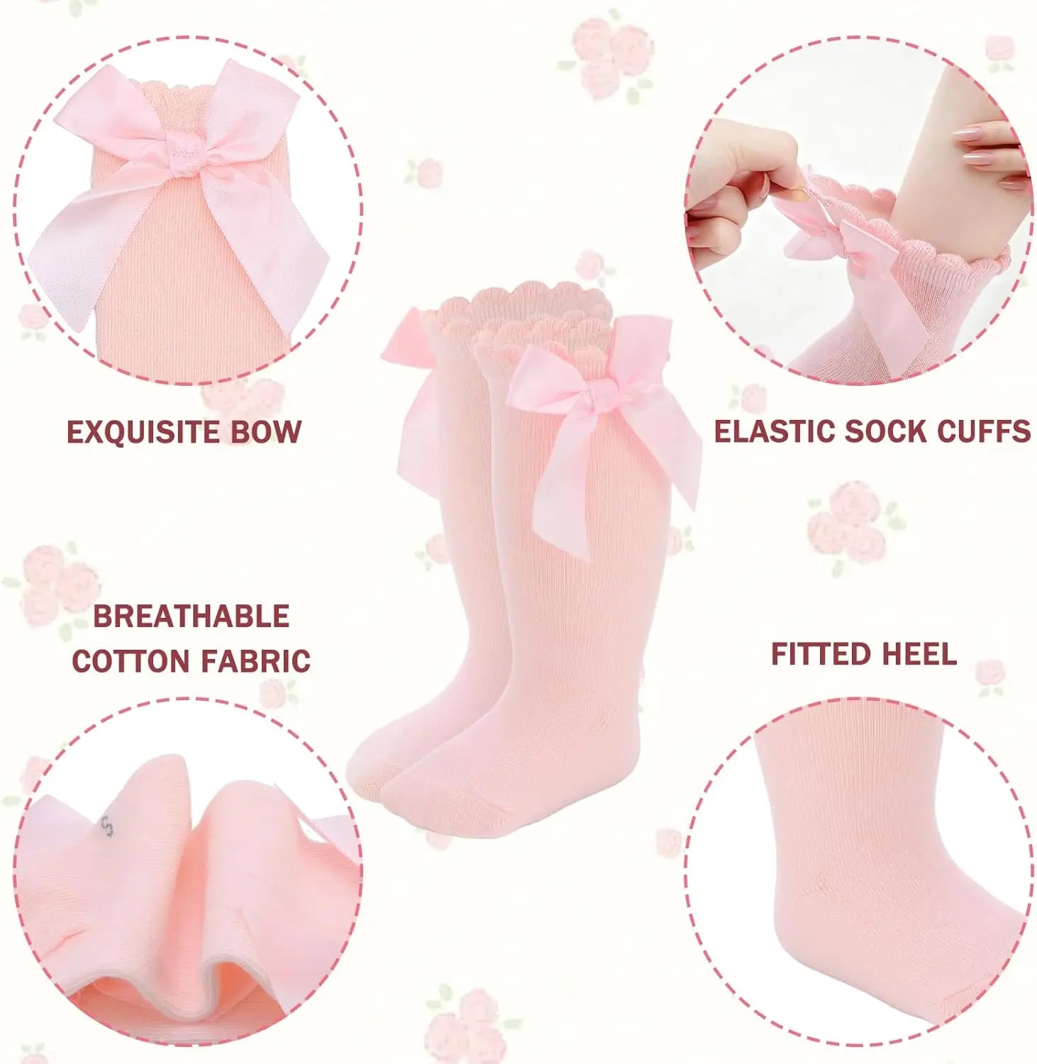 Baby Girl Knee High Socks with Bow Ruffles – Soft Cotton Toddler Stockings
