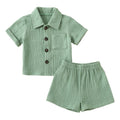 Toddler Baby 2-Piece Summer Set – Button Down Lapel Shirt & Shorts (0–3Y)