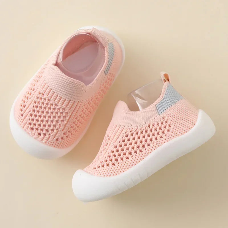Baby Mesh Knit Sneakers – Breathable Slip-On Non-Skid Prewalkers, Unisex (0–3T)