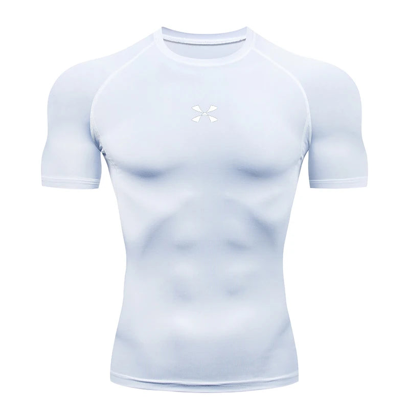 Compression T Shirt Men Summer Sportswear Running T-shirt Elastic Quick Dry Sport Tops Tee Athletic Gym Workout Shirts Men