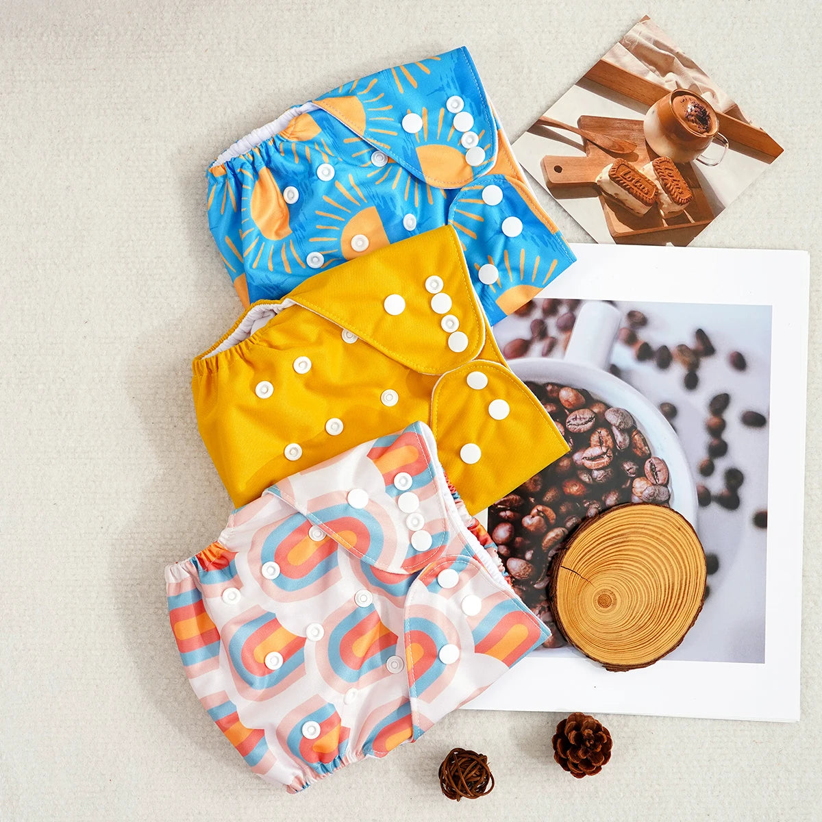 Reusable Pocket Diapers 3-Pack – Washable Adjustable Baby Nappy Cover (3–15 kg)