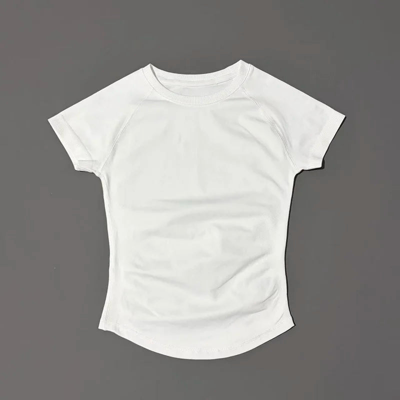 Short Sleeve Seamless Yoga Top Women Quick Dry Breathable Slim Fit Workout Gym Running Fitted Sports T-Shirt Activewear