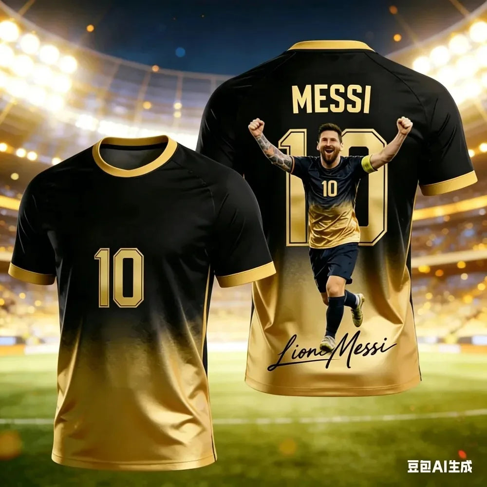 Men's Football Sport T-shirt - Messi 3DPrinted Dri-fit Breathable Club Train Team Street Outdoor Leisure Family Matching Outfits