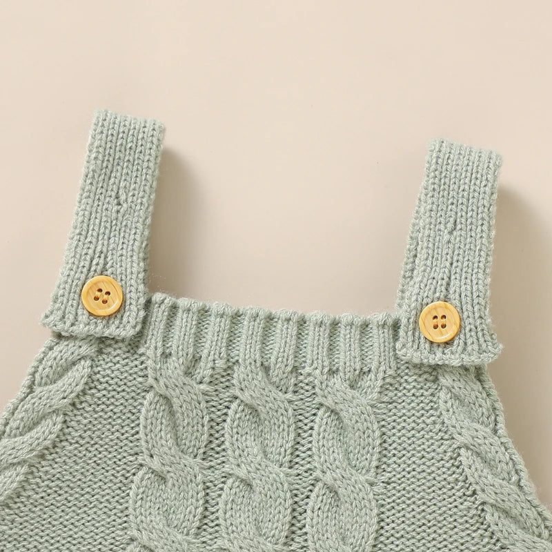 Infant Knit Sleeveless Romper – Solid Color Unisex Jumpsuit (0–18M)