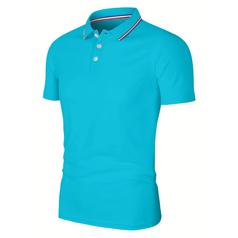 Men’s Summer Polo Shirt – Breathable Solid Color, Short Sleeve