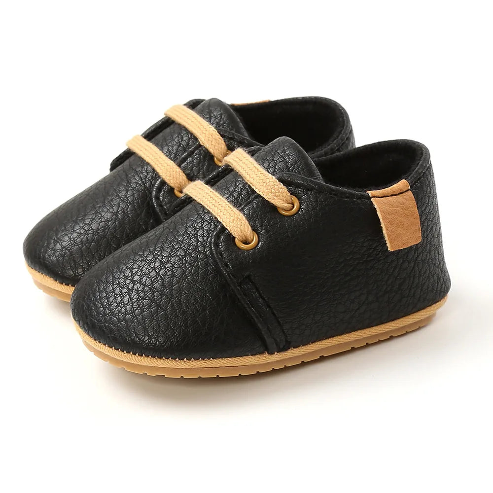 Baby Sports Shoes – Retro PU Leather Anti-Slip Moccasins (0–24M)