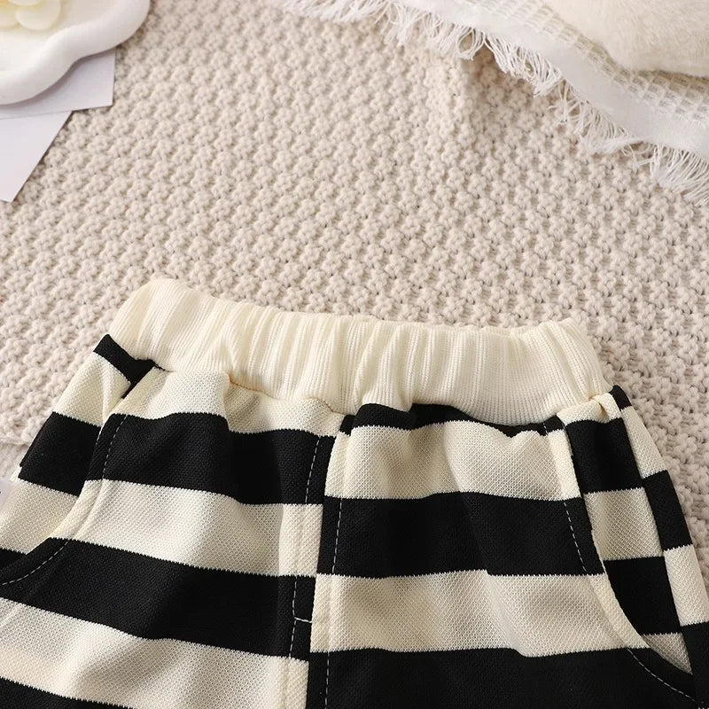 Kids' Striped T-Shirt & Shorts Set – Unisex Summer Tracksuit (Boys & Girls)