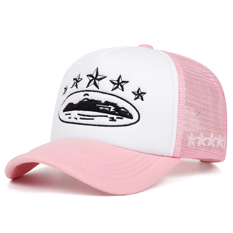 New Five Star Mesh Hat Men's Street Hip Hop Hat Women's Outdoor Sunshade Hat Cycling Skateboard Hat Daily Wearing Baseball Hat