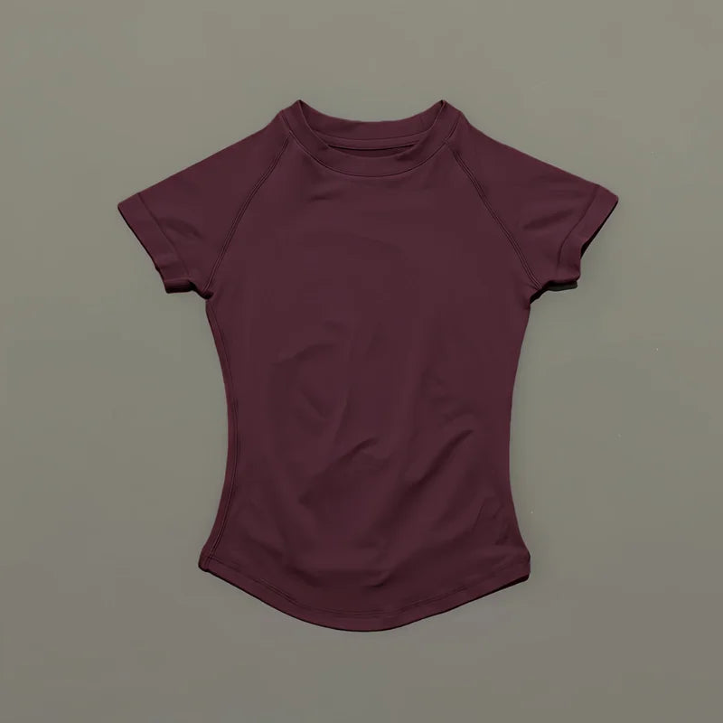 Short Sleeve Seamless Yoga Top Women Quick Dry Breathable Slim Fit Workout Gym Running Fitted Sports T-Shirt Activewear