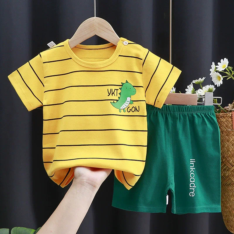 Kids' Cartoon T-Shirt & Shorts Set – Summer 2-Piece Outfit, Unisex (0–6Y)