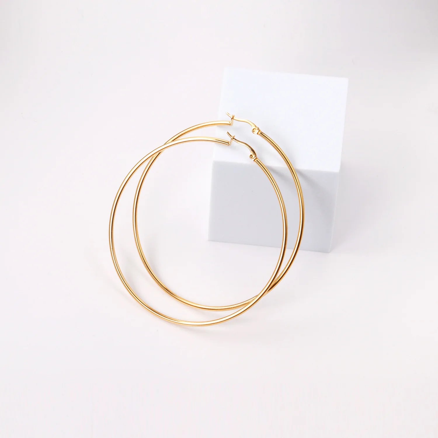 Gold Color Stainless Steel Hoop Earrings For Women Men Big/Small Circle Round Ear Jewelry Bijoux Acier Inoxidable E18110