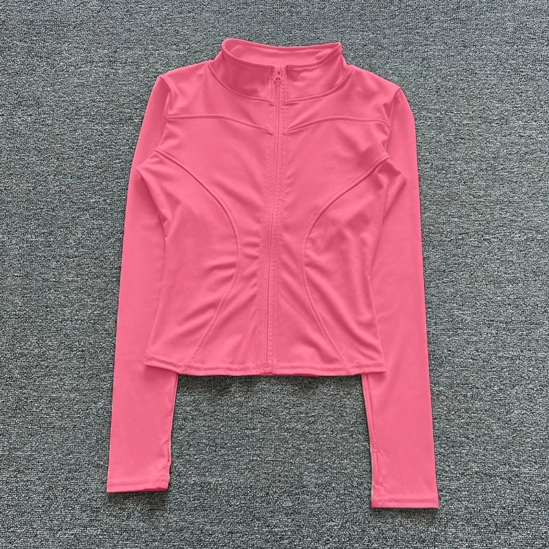 Women's Zip-Up Sport Jacket – Long Sleeve Yoga & Gym Coat