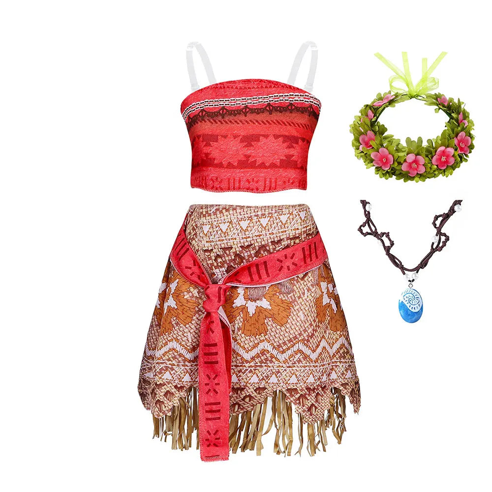 Girls' Moana Polynesian Princess Costume – 2-Piece Dress Up Set