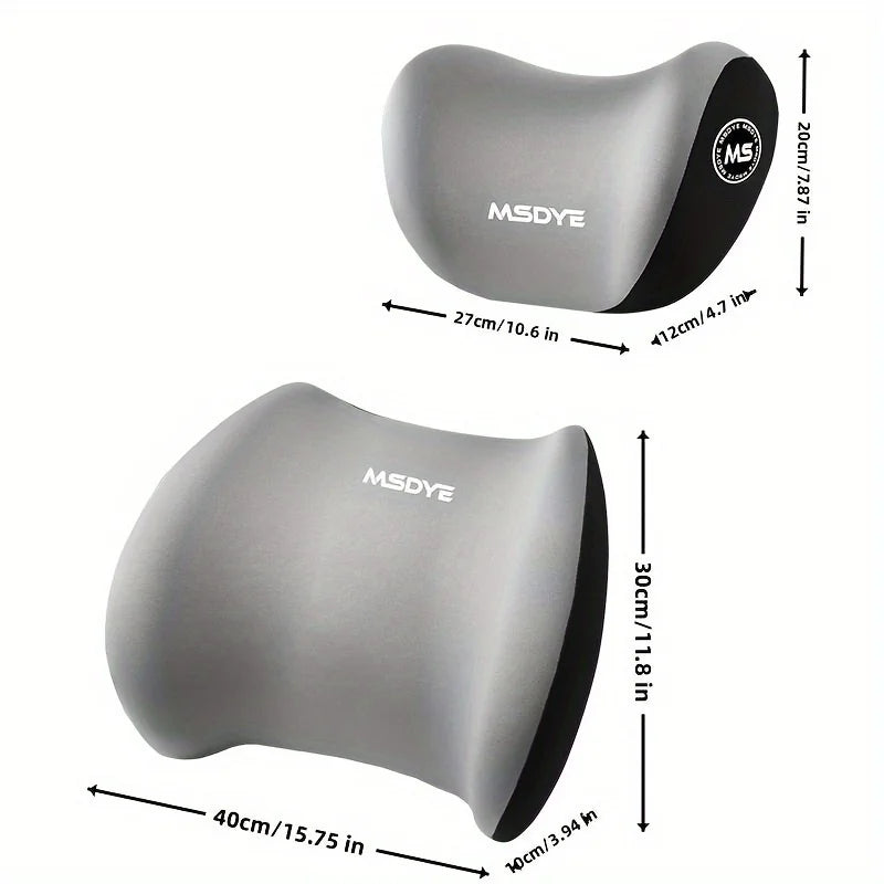 Car Universal Headrest Lumbar Support Memory Foam Cervical Neck Pillow Ergonomic Backrest Waist Cushion Auto Seat Protector Set