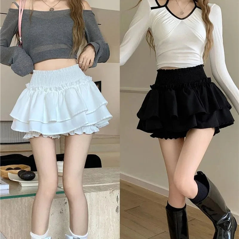 Women's Y2K Balletcore Mini Skirt – High Waist Ruffle Ball Gown