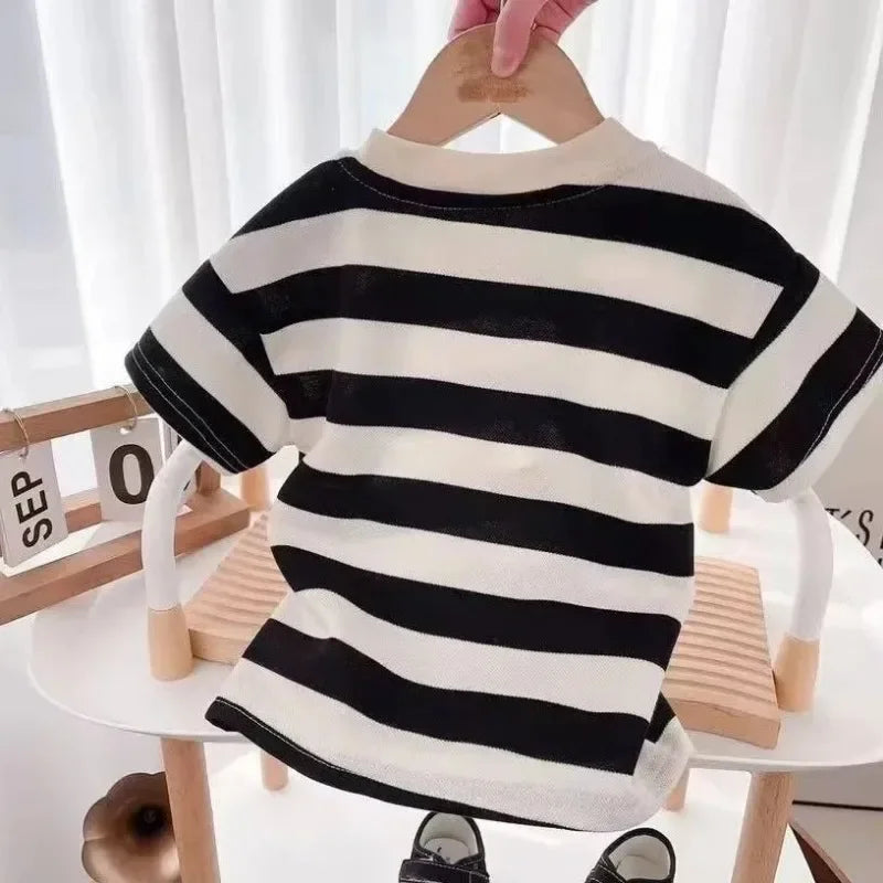 Kids' Striped T-Shirt & Shorts Set – Unisex Summer Tracksuit (Boys & Girls)