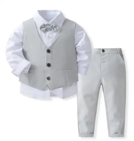 Boys' Formal Outfit – Cotton Vest Suit Set for Birthday, Party & Wedding (1–6Y)