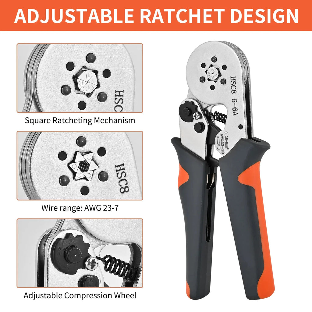 Crimping Tools Mini Electrical Pliers HSC8 6-4/6-6(0.25-10mm²/0.25-6mm²) Wire Connection Ferrule Sleeves Terminal Repair Clamp