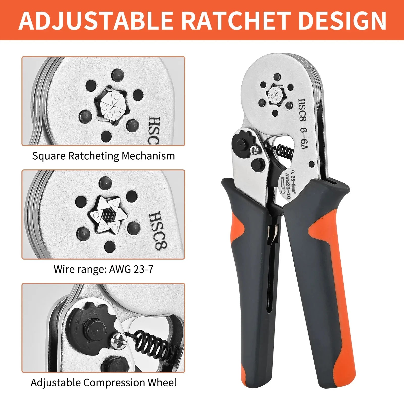 Crimping Tools Mini Electrical Pliers HSC8 6-4/6-6(0.25-10mm²/0.25-6mm²) Wire Connection Ferrule Sleeves Terminal Repair Clamp