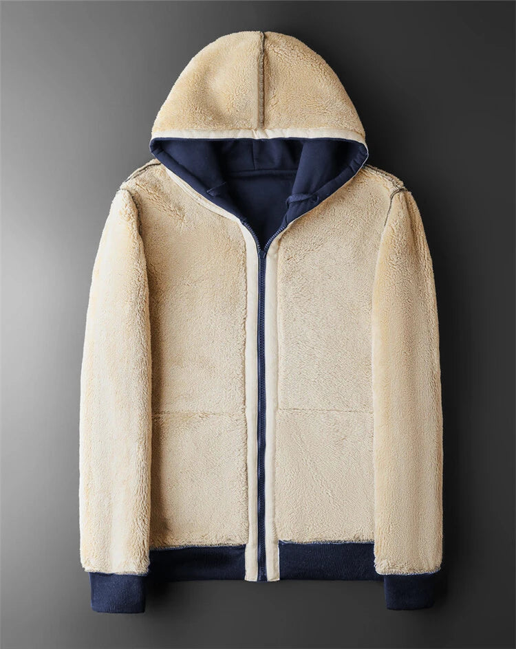 Winter Lambswool Jacket – Thick Warm Fleece, Hooded Zip, Unisex
