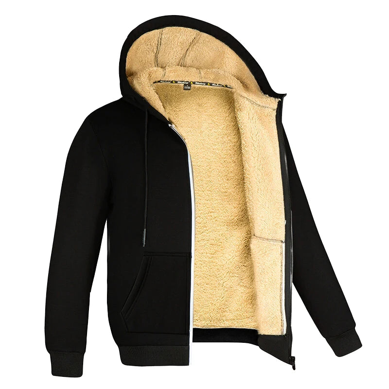 Winter Lambswool Jacket – Thick Warm Fleece, Hooded Zip, Unisex