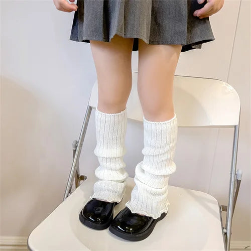 Girls' Knitted Leg Warmers – Soft Long Socks for Kids Ages 3–12